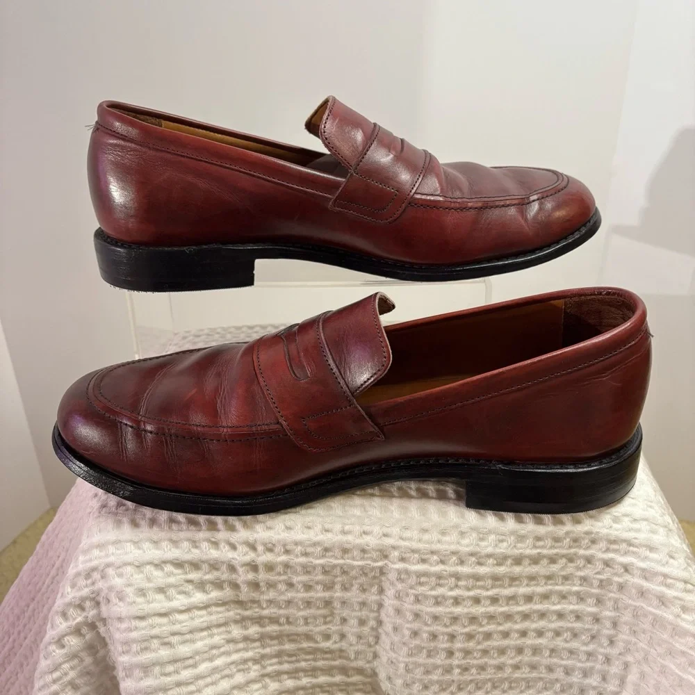 Allen Edmonds Ascher Penny Loafers Burgundy Oxblood Leather USA Made Men’s 10D